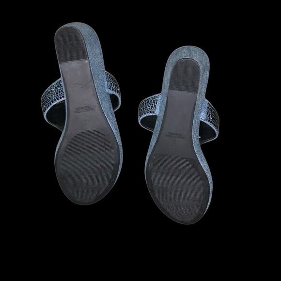 Simply Vera Vera Wang Denim Wedge Sandals Thong Flip Flops Size 8.5 Medium - Picture 6 of 13